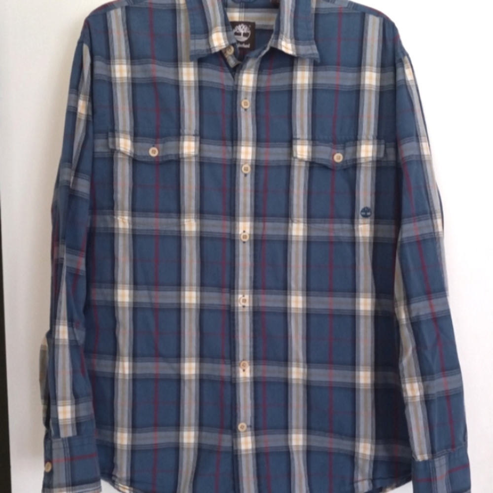 Timberland Men's long sleeve button down casual plaid shirt size L